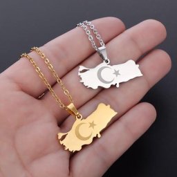 Collier en acier inoxydable avec pendentif en forme de carte de la turquie pour hommes bijoux de