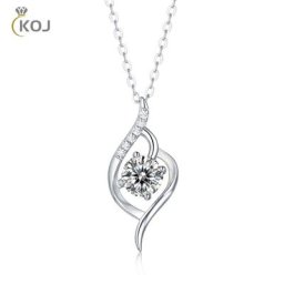 KOJ – collier en argent Sterling 925 pendentif d'amour bijoux originaux en Moissanite blanche de