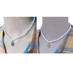 Collier de perles d'eau douce d'imitation pour filles collier d'emblème National d'ukraine