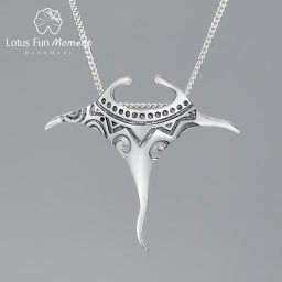 Annie Fun Moment-Pendentif Poisson Mparquet en Argent Sterling 925 group Collier Equiand en Or 18K