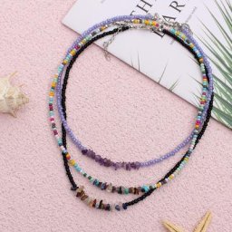 Colliers en pierre naturelle style bohémien mode coréenne pour femmes chaîne courte perles