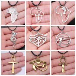 Collier en cuir noir avec pendentif Myenson œil d'horus croix Ankh pharaon Dakota ide prairie
