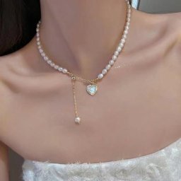 Collier Ras du Cou en Perles Coréennes pour Femme et Fille Pendentif en Forme de Cœur Bijoux