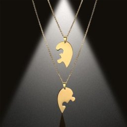 EUEAVAN-Collier Pendentif Coeur Puzzles Acier Inoxydable Colliers Président Amour Minimalisme