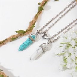 Collier de Couple magnétique 2 pièces pendentif en forme de cœur avec Distance collier en pierre