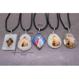 Collier chapelet en verre pendentif en verre de mercedes jésus collier en cuir à boucle de homard