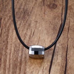 Colliers en carbure de tungstène pour hommes pendentif en caoutchouc noir corde en cuir bijoux