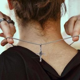 Collier croix de Rose pour hommes collier de croix florale en acier inoxydable bijoux de croix