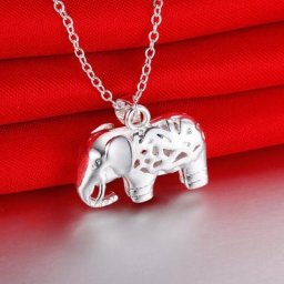 Joli collier avec pendentif en forme d'éléphant pour femmes en argent Sterling 925 assorti avec