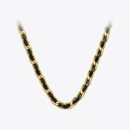 ENFASHION – collier en cuir et acier inoxydable pour Femme chaîne gothique couleur or ras du cou
