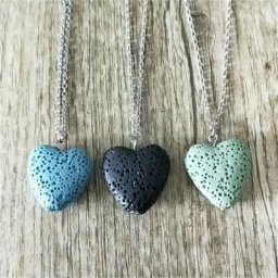 Collier pendentif en pierre de lave coeur coloré diffuseur d'huiles essentielles d'arôme bijoux