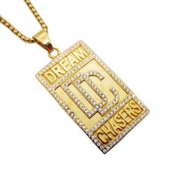 Collier avec pendentif en strass scintillant pour hommes couleur or bijoux tendance Hip Hop