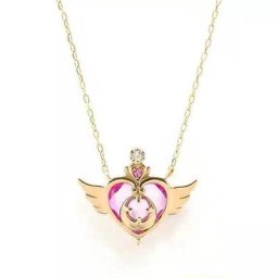 Collier pendentif en cristal Sailor Moon Anime pour femmes et filles tour de cou coeur aile fête