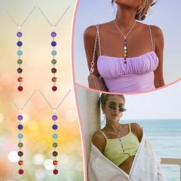 Pendentif en pierres des 7 chakras collier perles pierres précieuses bijoux de guérison