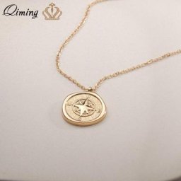 QIMING-Collier Boussole Étoile du Nord pour Femme Bijoux Minimalistes Pendentif Injecteur Petit