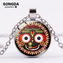 Vintage Jagannath Krishna JONecklace pour femmes et hommes photo d'art de dessin animé pendentif
