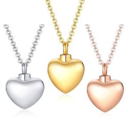Collier d'urne de crémation de coeur d'acier inoxydable pendentif d'urne de support de cendres