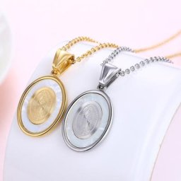 EyeYoYo-Collier de Prière Vierge Marie en Acier Inoxydable Pendentif avec Médaille Miraculeuse