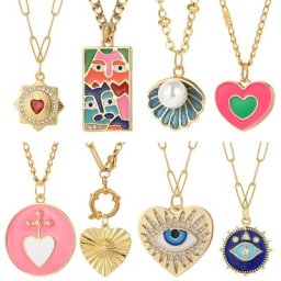 Collier Pendentif Coeur Rouge Mauvais Yeux Bl192.pour Femme Bijoux Pavés CZ Acier Inoxydable