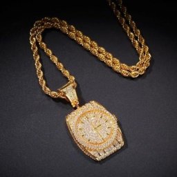 Zunderes-Collier pendentif en forme de montre pour hommes et femmes Hip-Hop Bijoux de fête rock