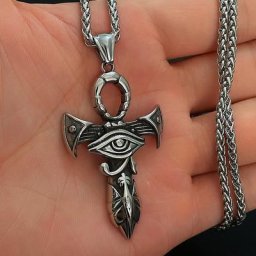 Collier Vintage avec pendentif «œil d'horus» pour hommes et femmes collier croisé en acier