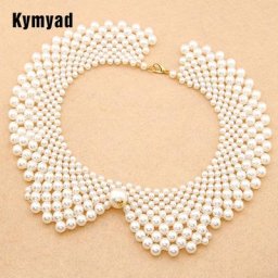 Kymyad-Collier de déclaration de tour de cou coréen Maxi Colar perles simulées colliers de la