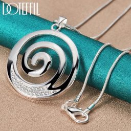 DOTEFFIL – collier en argent Sterling 925 AAA en Zircon pendentif rond en spirale chaîne de 16 à