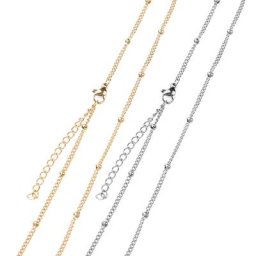 SION L-Collier en Acier Inoxydable pour Femme Boule de Perles Satellite Bijoux à Maillons