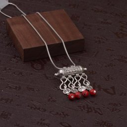 Colliers en argent tibétain pour femmes bijoux gitans bohème ethnique rouge pierre naturelle