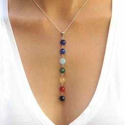 Collier Pendentif en Pierres Précieuses 7 Chakras pour Femme Bijou de Yoga Reiki Guérison