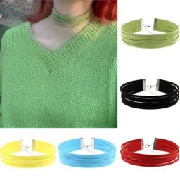 Colliers en velours vert pour femmes tour de cou K-pop accessoires punk collier de fête gothique