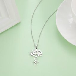 Skyrim-Collier Pendentif Arbre de Vie en Acier Inoxydable pour Femme Bijoux Viking Sourire