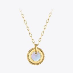 Enfashion-Collier en acier inoxydable pour femme pendentif coquillage document doré colliers de la