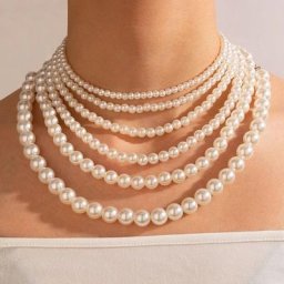 Collier Ras du Cou Vintage en Perles Rondes pour Femme et Fille Fait à la Main Élégant Simple