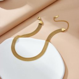 Collier de ceinture en maille d'acier inoxydable pour femme tour de cou Sophia bijoux en acier au