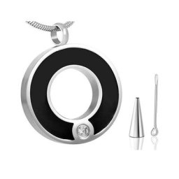 Pendentif rond en cristal Simple collier souvenir de crémation en acier inoxydable cendres