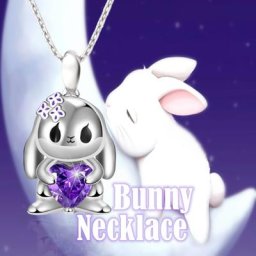 Collier pendentif lapin en cristal violet en forme de coeur pour fille lapin de dessin animé