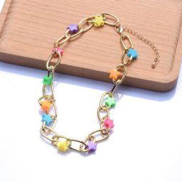 2023 nouveau ZA Mode Couleur Or Métal Lien Charme Collier Ras Du Cou Avec Étoile Pendentifs Pour