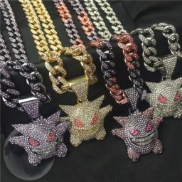 Pendentif Fantôme Anime en Clip pour Homme et Femme Collier Ras du Cou Cubain Bijoux à la Mode