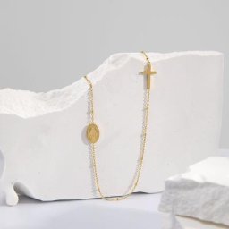Pendentif en forme de Vierge Marie en acier inoxydable 316 pour femme croix de Jésus boule