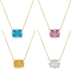 Collier simple géométrique pour femmes et filles pierre simple rectangle cubique contre-indiqué