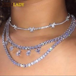 Iced Out Bling-Collier ras du cou en zircone cubique pour femme chaîne de tennis multicouche cœur