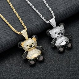 Collier pendentif de dessin animé créatif incrusté pour hommes et femmes bijoux punk hip hop