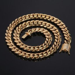 Collier Hip Hop en acier inoxydable pour hommes et femmes fermoir glacé chaîne à mailles cubaines