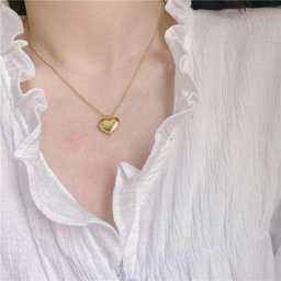 Chaîne serpent plate en acier inoxydable bijoux plaqué or pendentif d'amour pour femmes vente en