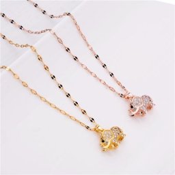 Collier pendentif en cristal Zircon pour femme mignon petit éléphant chaîne de clavicule en acier