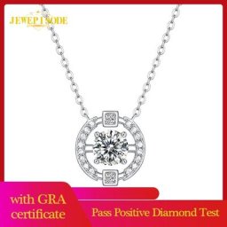Jewepisode-Pendentif Classique en Moissanite group pour Femme Colliers de la raq 100% Argent