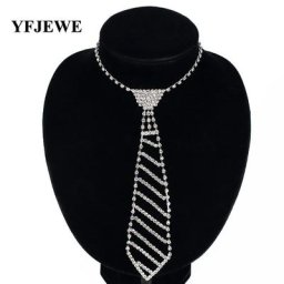 YFJEWE – bijoux de mode couleur argent accessoires de cravate en strass de la mariée collier de