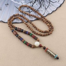 Collier bouddhiste tibétain fait à la main ULsimple signe de JOMantra pendentif à six GROPendant