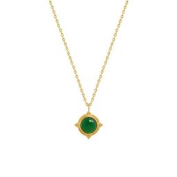 RHYSONG-Collier Ras du Cou en Acier Inoxydable pour Femme Pendentif Vintage Opale Ovale Vert